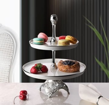 İki Katlı Porselen Hurmalık Ve Sunumluk