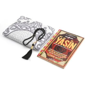 Hediyelik Seccade Yasin Tesbih Tül Kese Seti Siyah