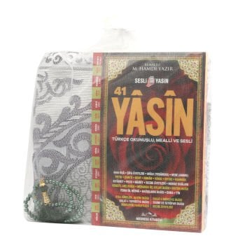 Hediyelik Seccade Yasin Tesbih Tül Kese Seti Yeşil
