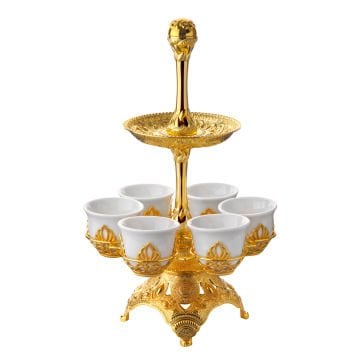 İki Katlı Tablalı Zemzem Sunum Seti Gold