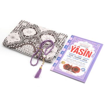 Hediyelik Seccade Yasin Tesbih Tül Kese Seti Lila