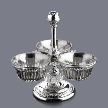 Üçlü Cam Hurmalık Ve Sunumluk Gümüş