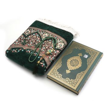 Hediyelik Seccade Kuran-ı Kerim Tesbih Seti Yeşil