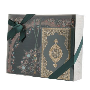 Hediyelik Seccade Kuran-ı Kerim Tesbih Seti Yeşil