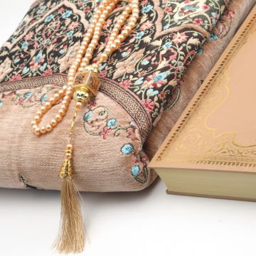 Hediyelik Seccade Kuran-ı Kerim Tesbih Seti Gold