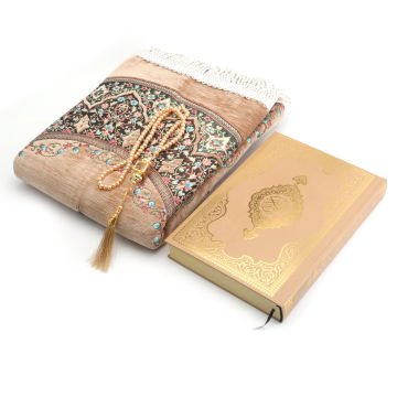 Hediyelik Seccade Kuran-ı Kerim Tesbih Seti Gold