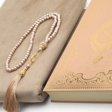 Hediyelik Seccade Kuran-ı Kerim Tesbih Seti Gold