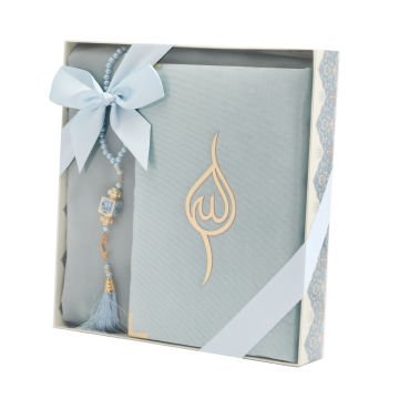 Hediyelik Seccade Yasin Tesbih Seti Mavi