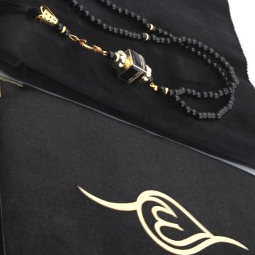 Hediyelik Seccade Yasin Tesbih Seti Siyah