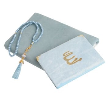 Hediyelik Seccade Yasin Tesbih Seti Mavi