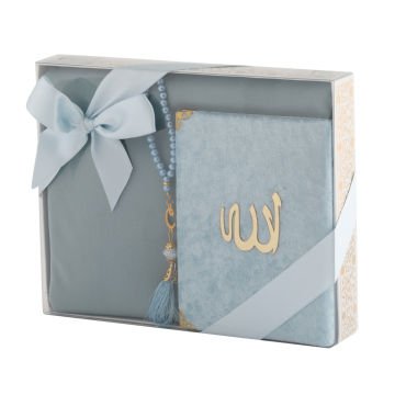 Hediyelik Seccade Yasin Tesbih Seti Mavi