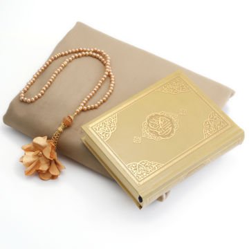 Hediyelik Seccade Kuran-ı Kerim Tesbih Seti Gold