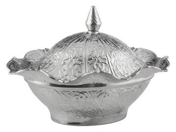 Oval Kapaklı Lalegül Tas Gümüş