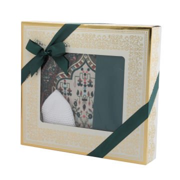 Hediyelik Seccade Eşarp Tesbih Takke Seti Yeşil