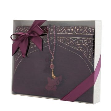 Hediyelik Seccade Tesbih Seti Mürdüm