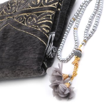 Hediyelik Seccade Tesbih Seti Gri