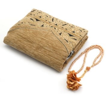 Hediyelik Seccade Tesbih Seti Gold