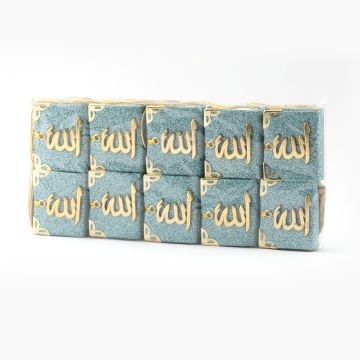 Çift Sayfalı Lüx Simli Tam Kuran-ı Kerim Mini Oto Süs 10'Lu Mavi