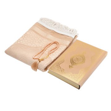 Hediyelik Seccade Kuran-ı Kerim Tesbih Seti Gold