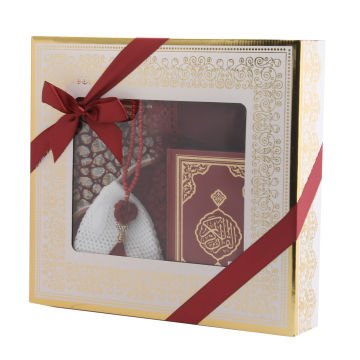 Hediyelik Seccade Kuran-ı Kerim Mevlid Örtüsü Tesbih Takke Seti 6'Lı