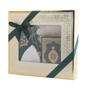 Hediyelik Seccade Kuran-ı Kerim Mevlid Örtüsü Tesbih Takke Seti 6'Lı