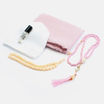 Hediyelik Eşarp Tesbih Esans Takke Seti 60 'Lı