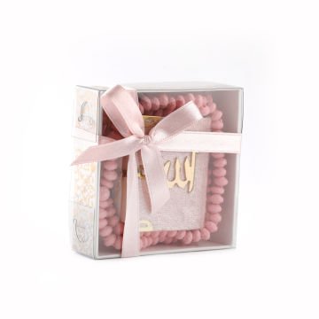 Hediyelik Mini Kuran-ı Kerim Tesbih Seti Pembe