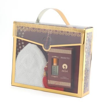 Hediyelik Seccade Eşarp Tesbih Takke Ve Esans Seti 24'Lü