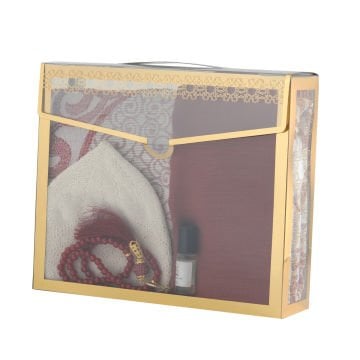 Hediyelik Seccade Eşarp Tesbih Takke Ve Esans Seti 24'Lü