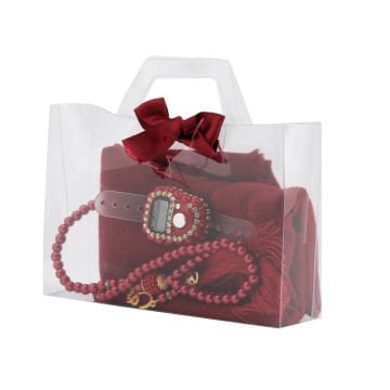 Asetat Çantalı Eşarp Zikirmatik Tesbih Seti 60'Lı