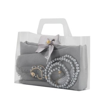 Asetat Çantalı Eşarp Zikirmatik Tesbih Seti 60'Lı