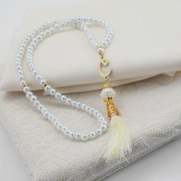 Hediyelik Seccade Şal Tesbih Seti Krem