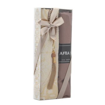 Hediyelik Seccade Şal Tesbih Seti Gold