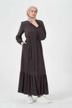 Rabia Kumaş Eteği Büzgülü Ferace