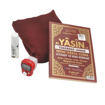 Hediyelik Şal Yasin Zikirmatik Esans Seti Bordo