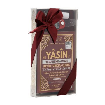 Hediyelik Şal Yasin Zikirmatik Esans Seti Bordo