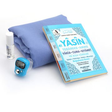 Hediyelik Şal Yasin Zikirmatik Esans Seti Mavi