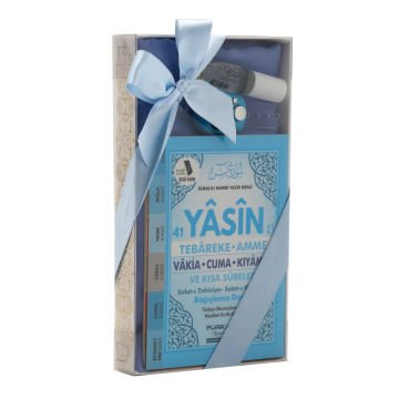 Hediyelik Şal Yasin Zikirmatik Esans Seti Mavi