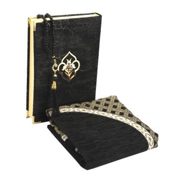 Hediyelik Seccade Kuran-ı Kerim Tesbih Seti Siyah