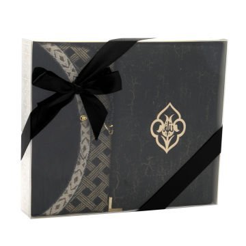 Hediyelik Seccade Kuran-ı Kerim Tesbih Seti Siyah