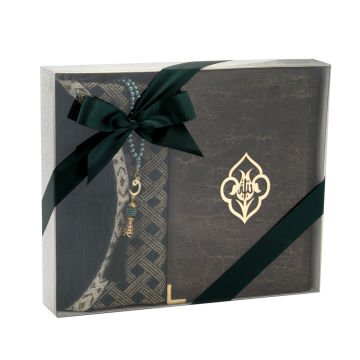 Hediyelik Seccade Kuran-ı Kerim Tesbih Seti Yeşil