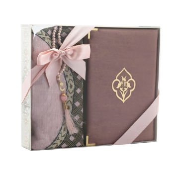 Hediyelik Seccade Kuran-ı Kerim Tesbih Seti Pembe