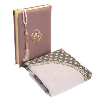Hediyelik Seccade Kuran-ı Kerim Tesbih Seti Pembe