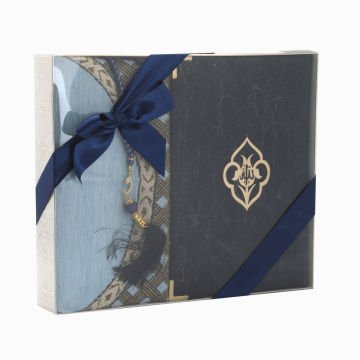 Hediyelik Seccade Kuran-ı Kerim Tesbih Seti Lacivert