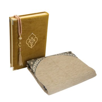 Hediyelik Seccade Kuran-ı Kerim Tesbih Seti Gold
