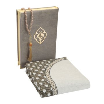 Hediyelik Seccade Kuran-ı Kerim Tesbih Seti Vizon