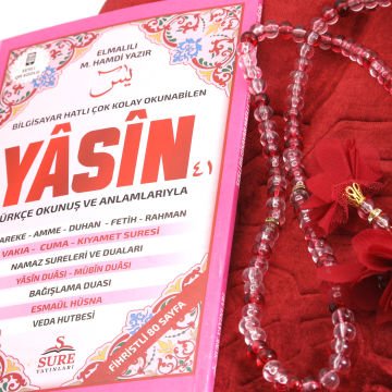 Hediyelik Seccade Tesbih Yasin Seti Bordo