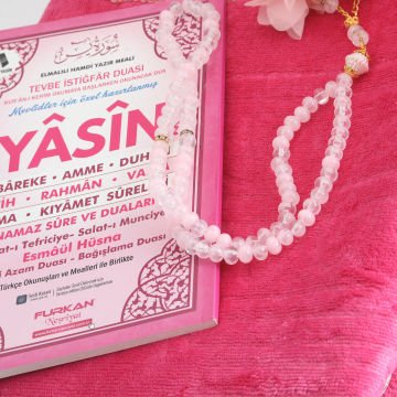 Hediyelik Seccade Tesbih Yasin Seti Pembe
