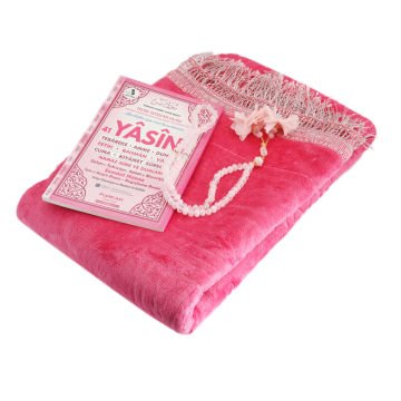 Hediyelik Seccade Tesbih Yasin Seti Pembe