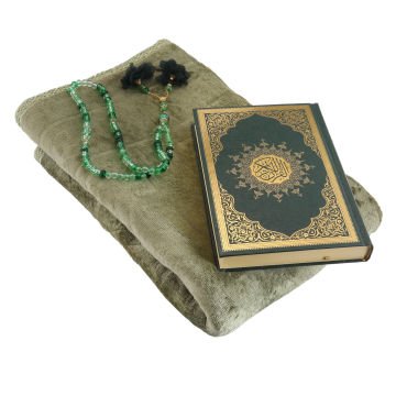 Hediyelik Seccade Kuran-ı Kerim Tesbih Seti Yeşil